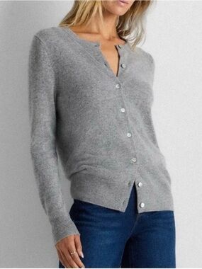 Quince Grey 100% Cashmere Cardigan XL